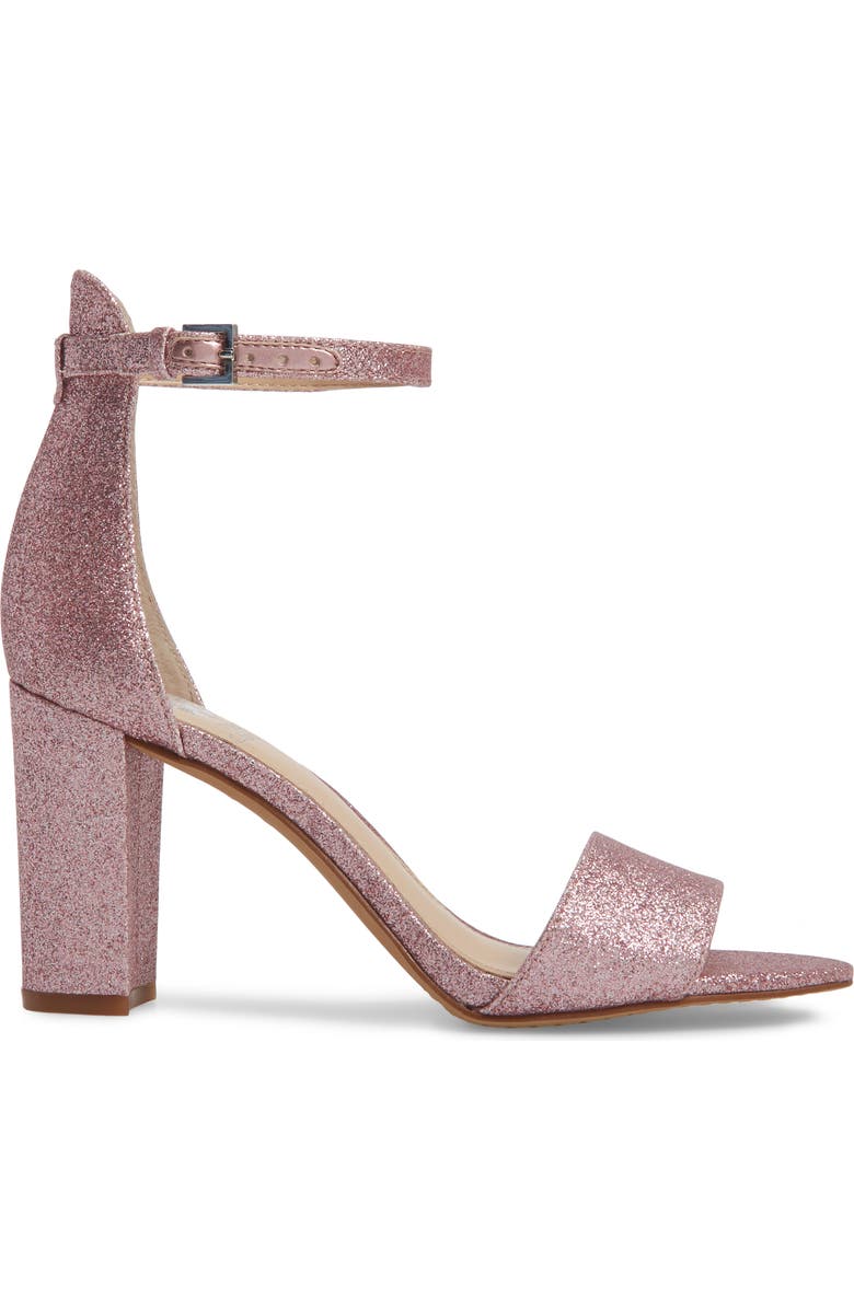Vince Camuto Corlina Ankle Strap Sandal, Alternate, color, Pink Glitter Fabric
