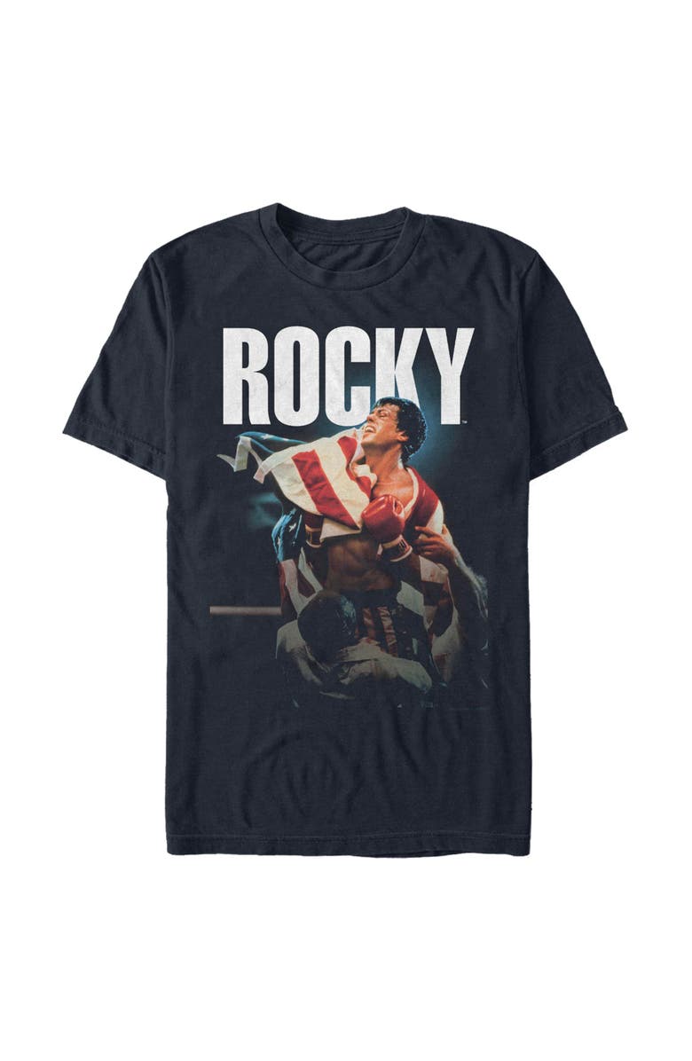 Rocky IV Men's Rocky IV American Flag Movie Poster Graphic T-Shirt, Alternate, color, Black