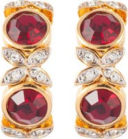 Susan Caplan 1980s Vintage D'Orlan Ruby Red Swarovski Crystal Clip-On Earrings
