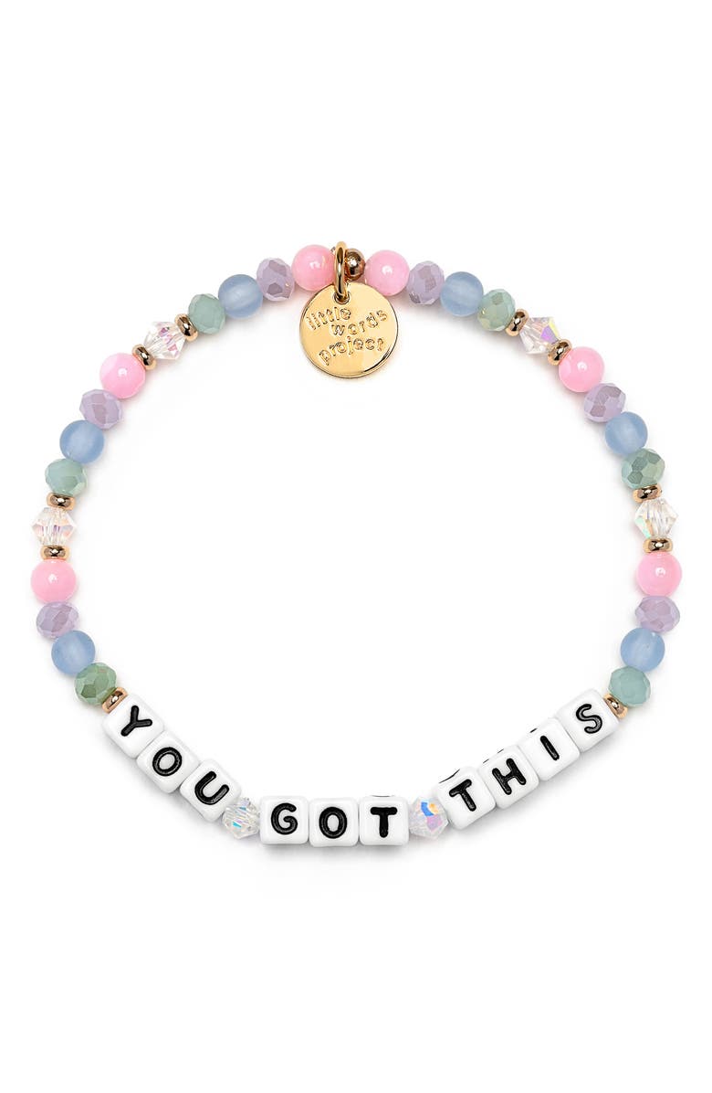 Little Words Project You Got This Beaded Stretch Bracelet, Main, color, 