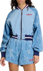 adidas Originals SST Denim Graphic Varsity Bomber Jacket