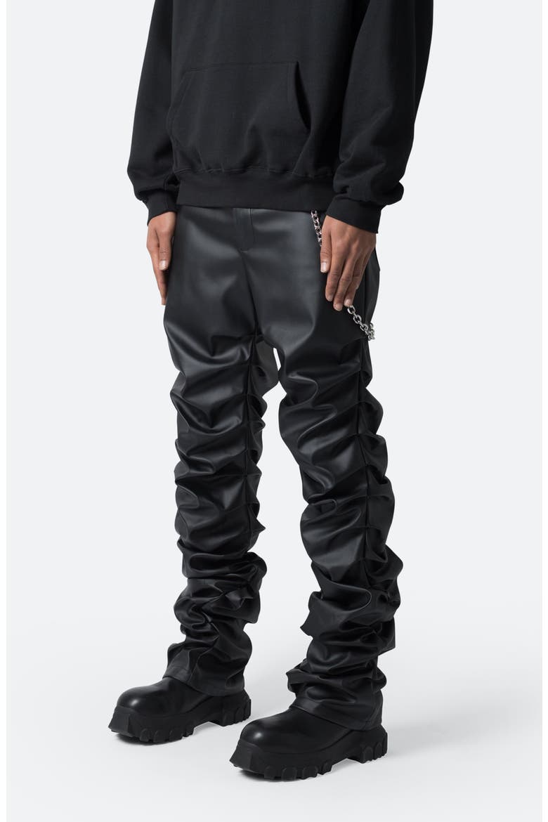 Stacked Faux Leather Pants, Alternate, color, BLACK