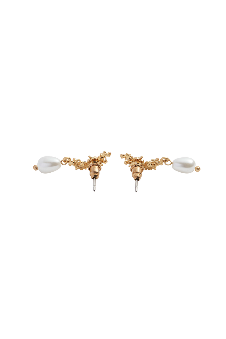 Hibiscus & Pearl Earrings, Alternate, color, Multi & Gold