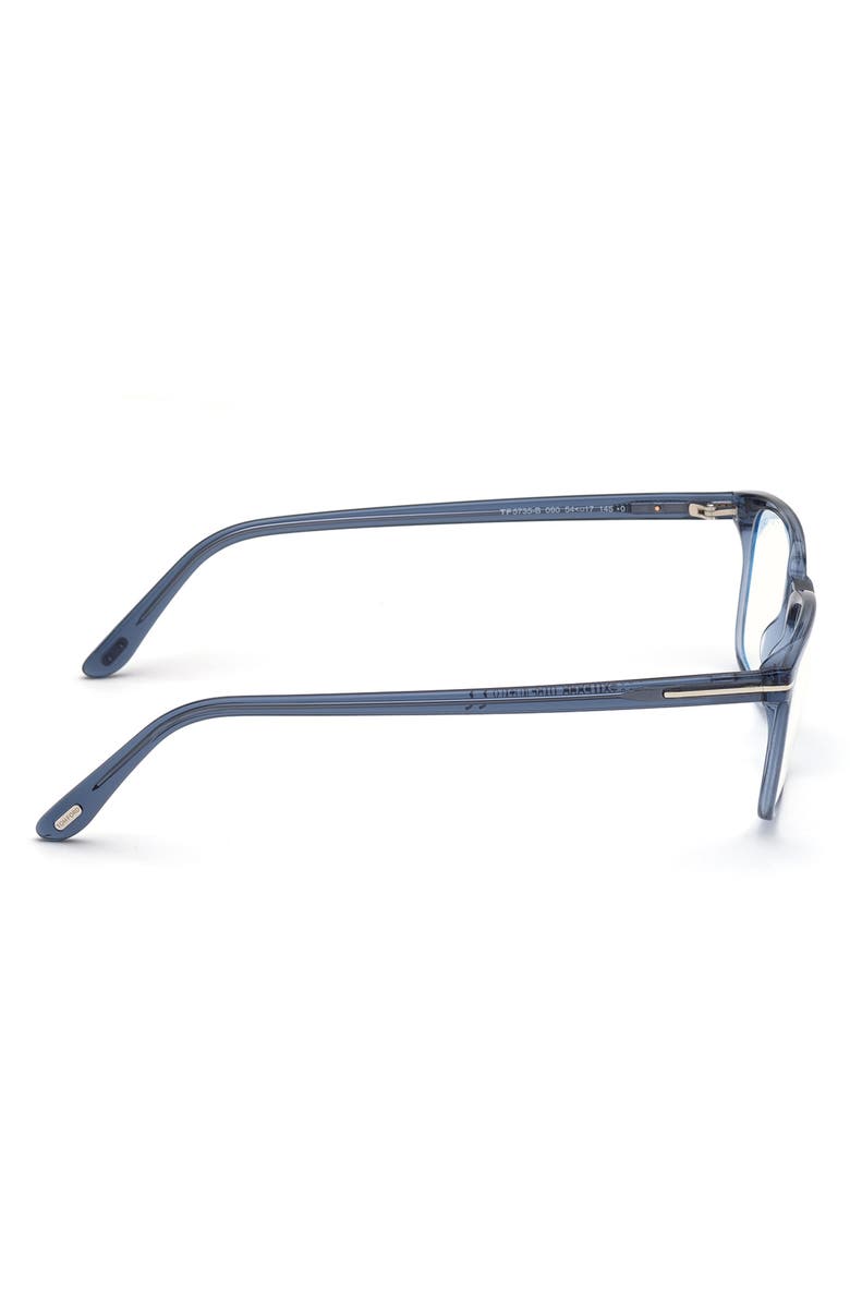 TOM FORD 56mm Rectangular Blue Light Blocking Optical Glasses, Alternate, color, Blue Palladium / T Logo