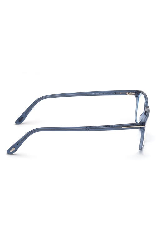 Tom Ford 55mm Rectangular Blue Light Blocking Glasses In Blue