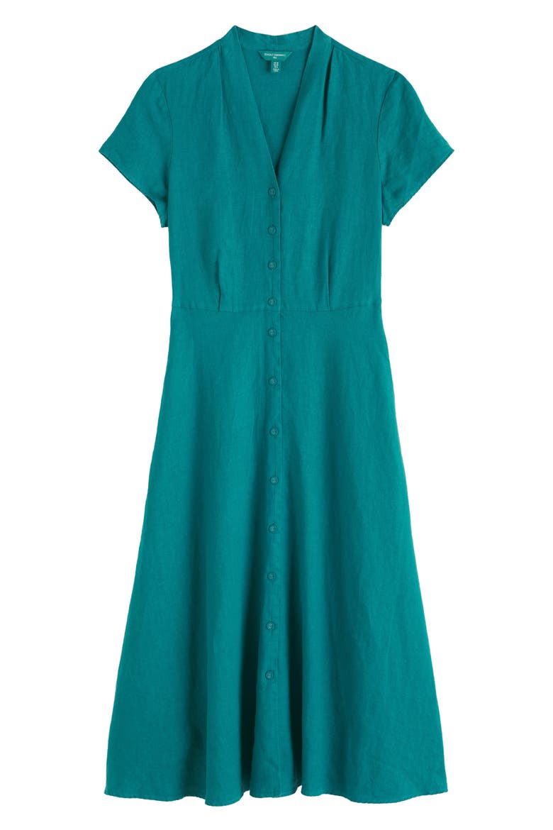 Carved Wood Linen Midi Dress, Alternate, color, DEEP DIVE