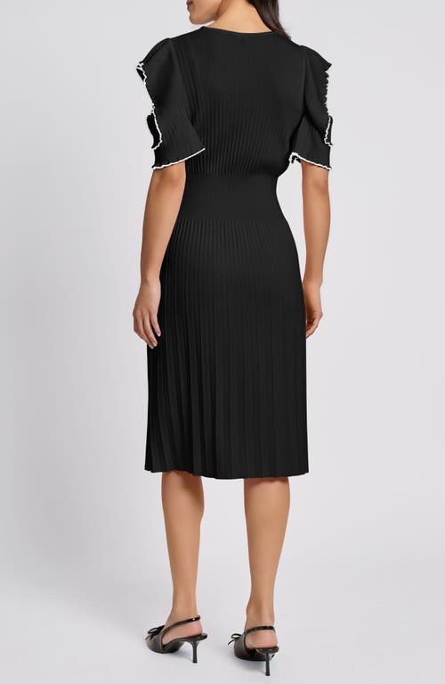 Ming Wang Ruffle Rib Midi Dress