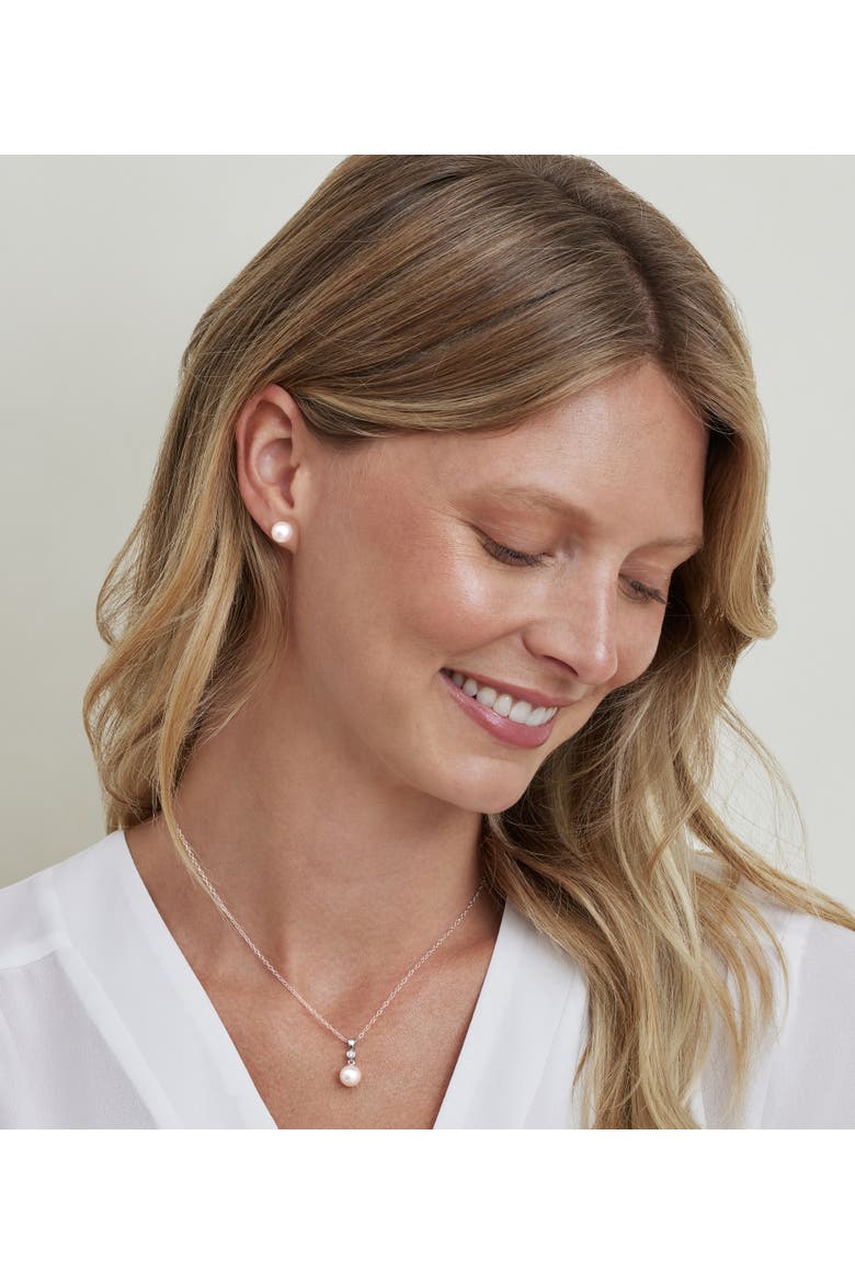 Akoya Pearl & Diamond Michelle Pendant, Alternate, color, White Pearl - Yellow Gold