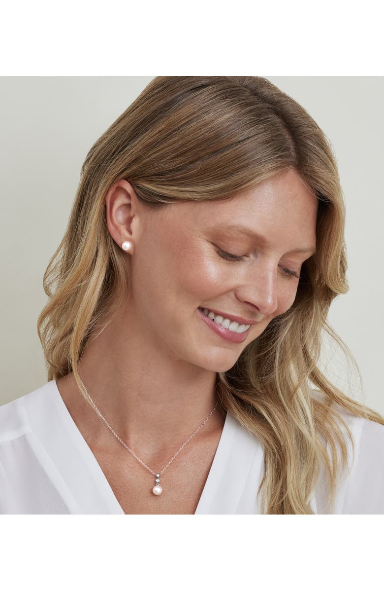 The Pearl Source Akoya Pearl & Diamond Michelle Pendant, Alternate, color, Yellow Gold