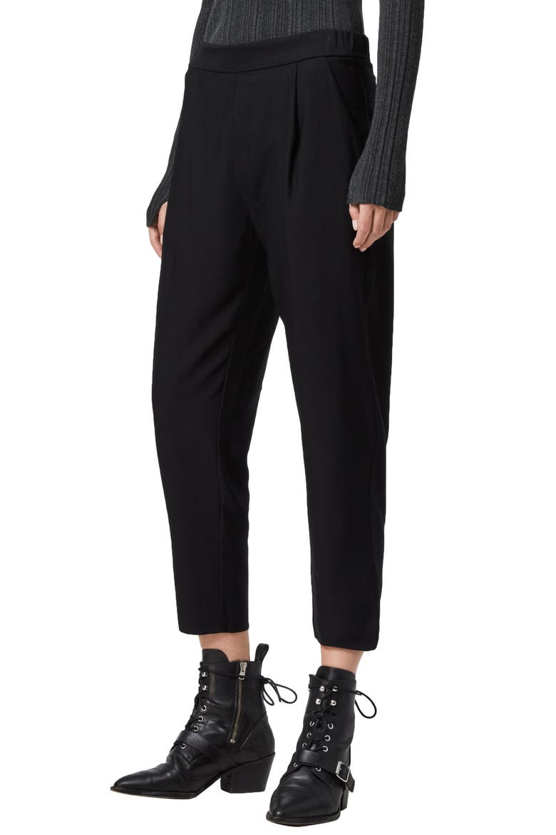 Aleida Crop Relaxed Fit Trousers, Alternate, color, BLACK