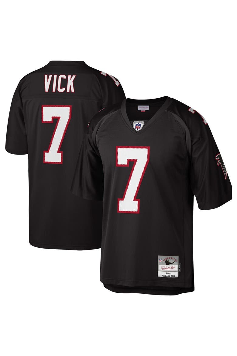 Men's Mitchell & Ness Michael Vick Black Atlanta Falcons Legacy Replica Jersey, Main, color, Black