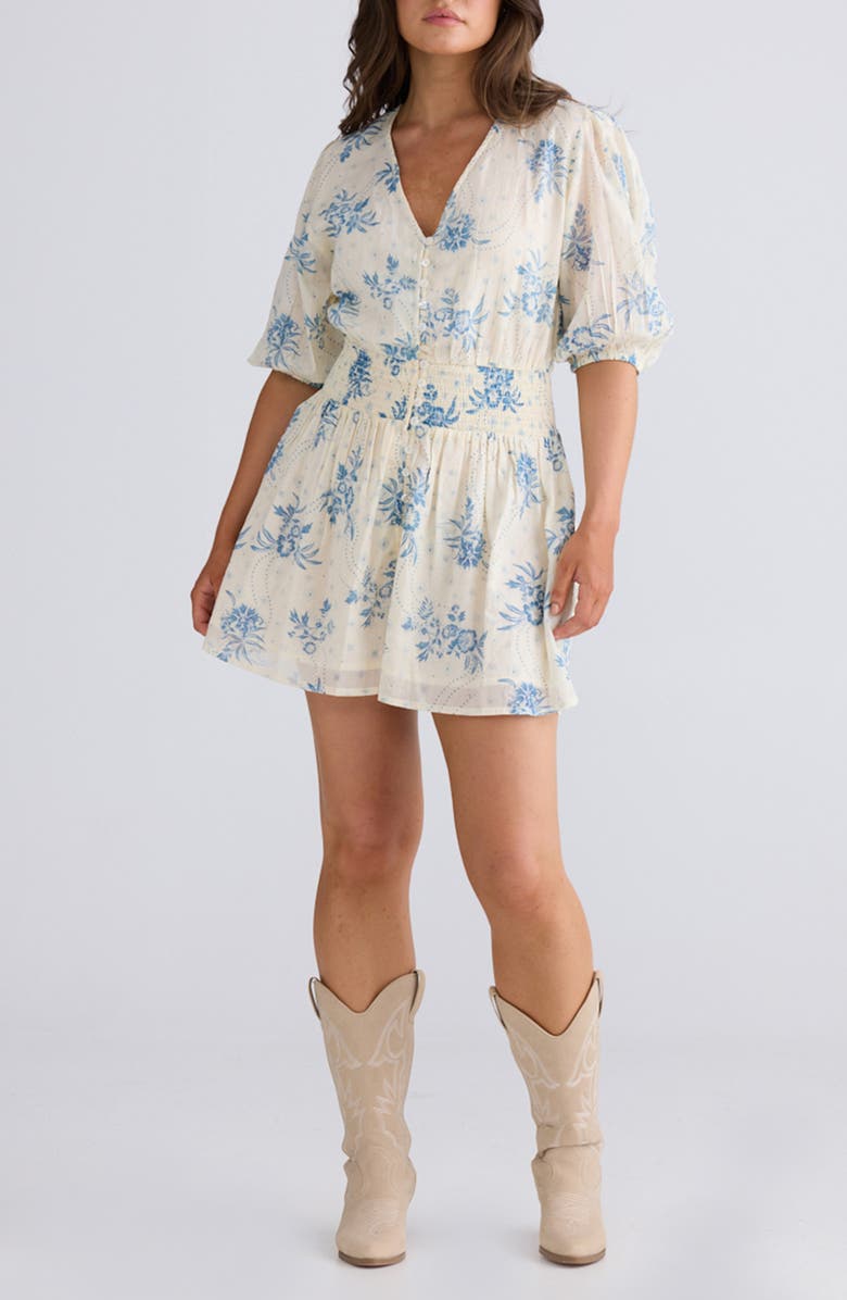 Talisman the Label Halo Floral Print Romper, Main, color, 