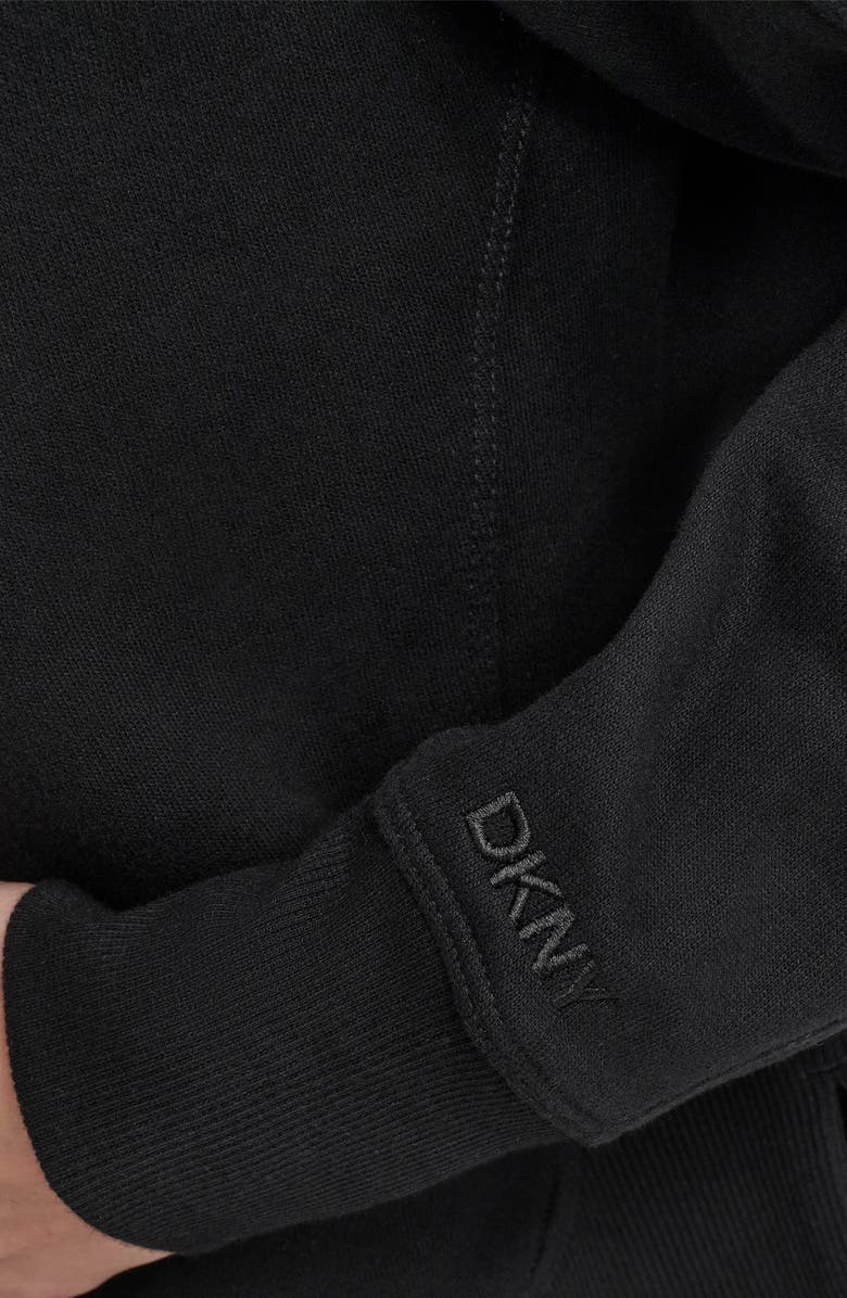 DKNY Embroidered Logo Fleece Crop Hoodie, Alternate, color,