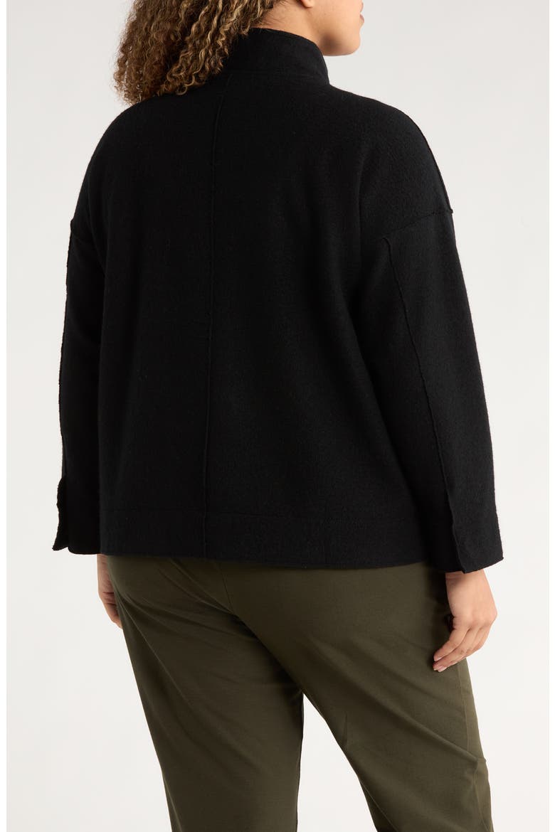 Stand Collar Wool Jacket, Alternate, color, BLACK