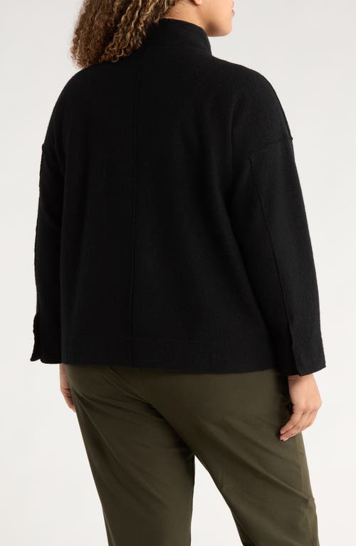 Eileen Fisher Stand Collar Wool Jacket In Black