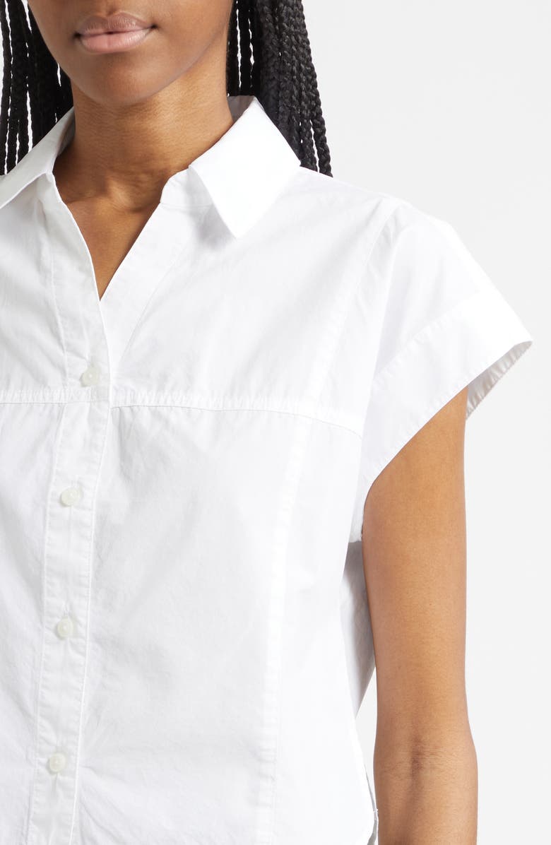 Veronica Beard Nestor Button-Up Crop Top, Alternate, color, White