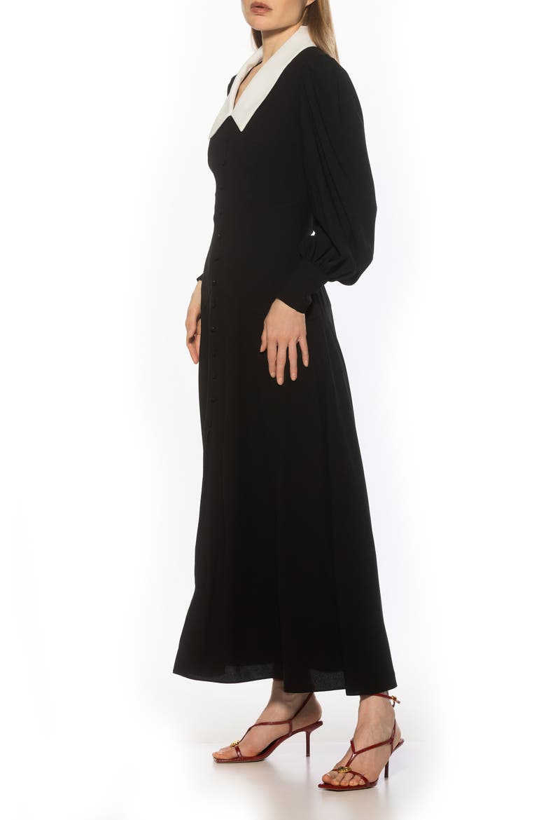 Kate Collared Long Sleeve Maxi Dress, Alternate, color, BLACK/ IVORY