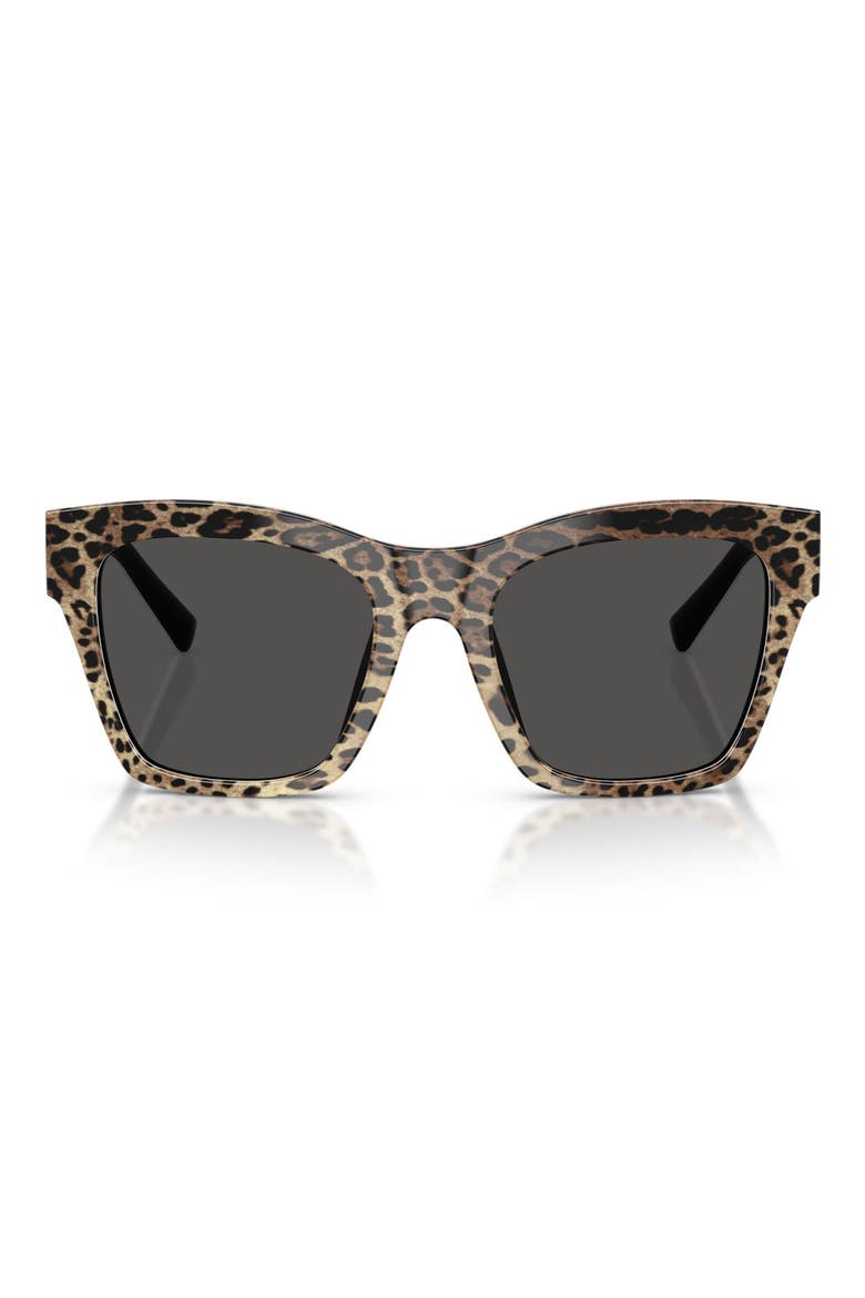 53mm Square Sunglasses, Main, color, LEO BROWN ON BLACK / DARK GREY