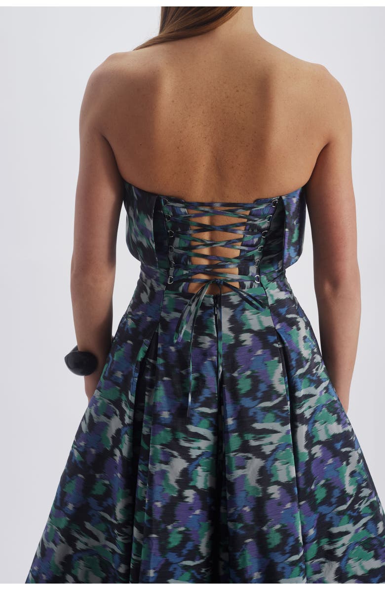 Amsale Printed Laced Back Dress, Alternate, color, Purple-Multi