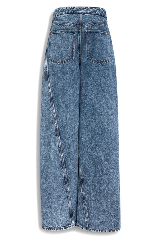 Alaïa Womens Wrap Wide-leg Denim-blend Jeans Bleu Neige In Bleu Neige