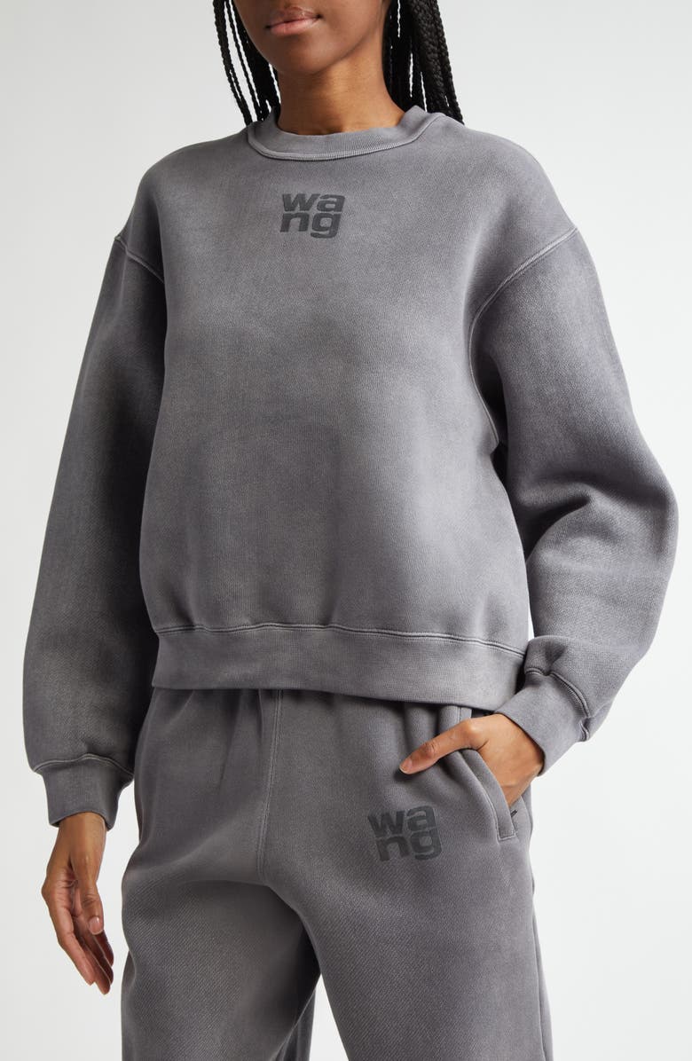 Alexander Wang Essential Logo Cotton Blend Sweatshirt, Alternate, color,