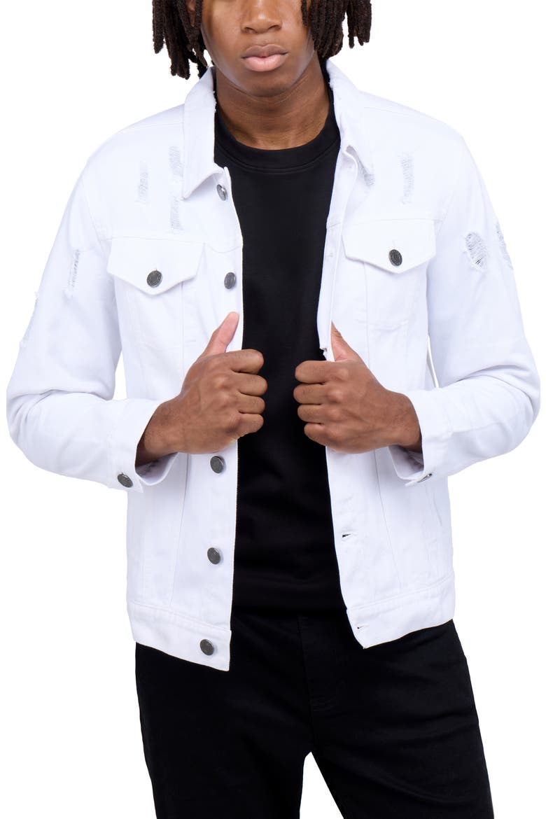 Slim Washed Denim Jacket, Alternate, color, WHITE
