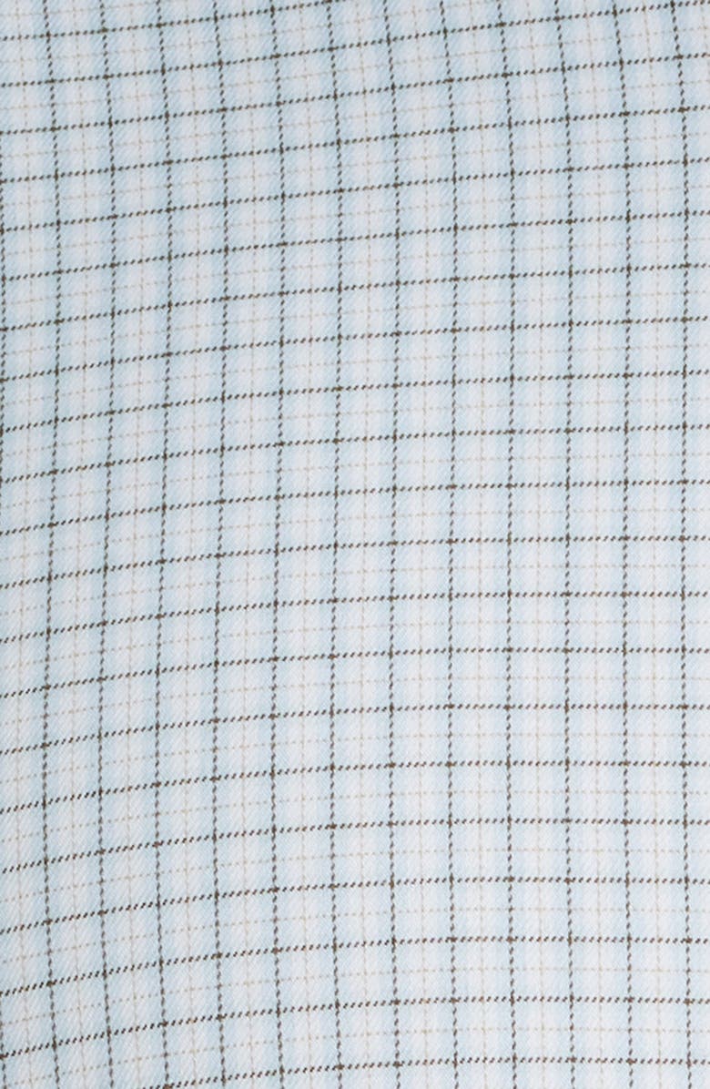 Nordstrom Trim Fit Check Premium Performance Twill Dress Shirt, Alternate, color, Blue- Brown Cristo Plaid
