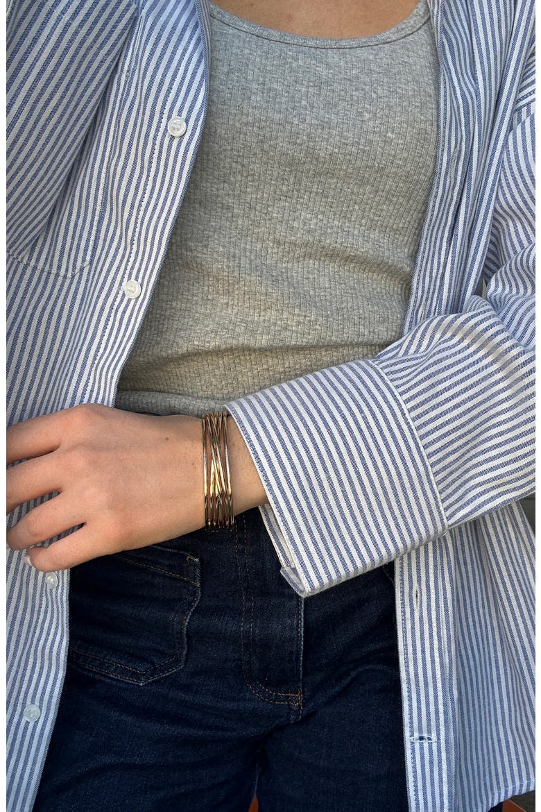 Iman Layered Bangle Bracelet, Alternate, color, GOLD