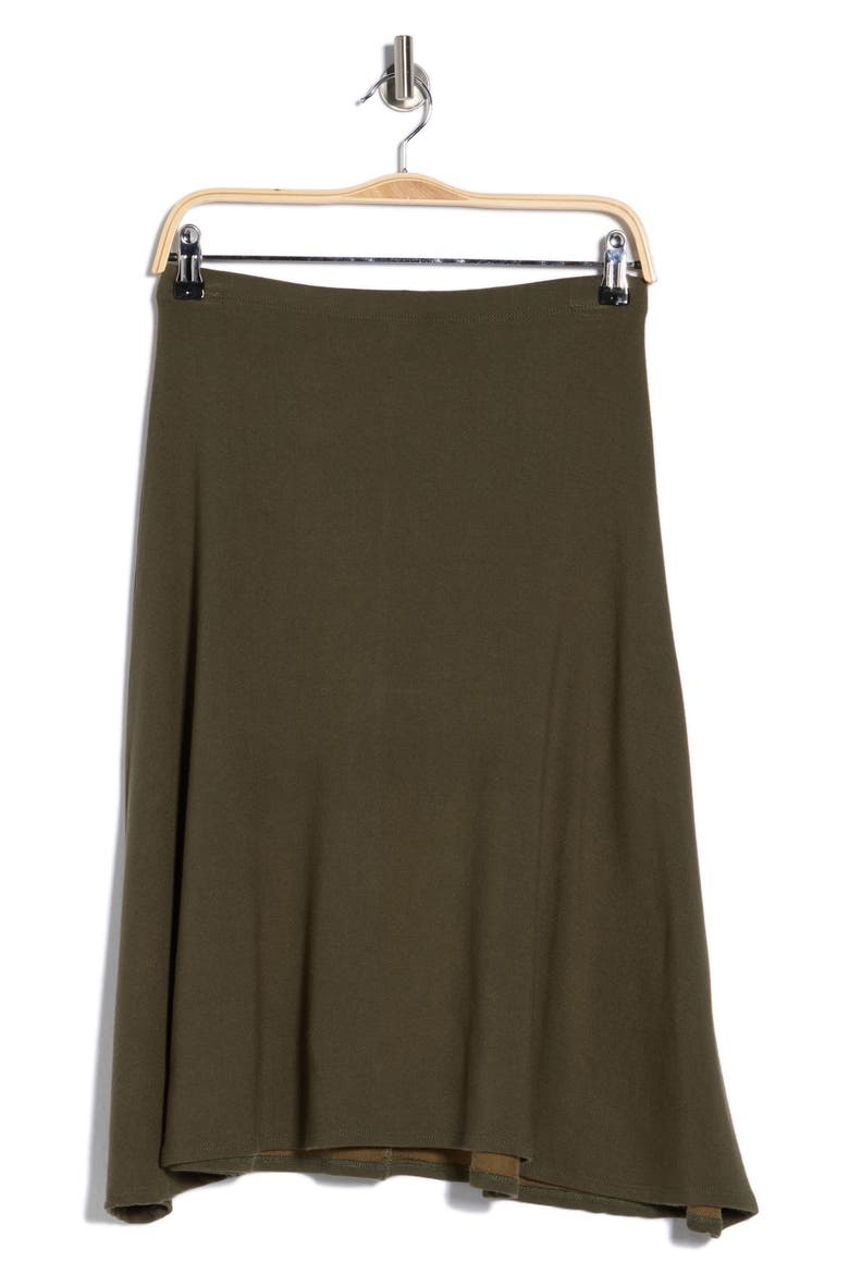 Flared Pull-On Midi Skirt, Main, color, MOSS