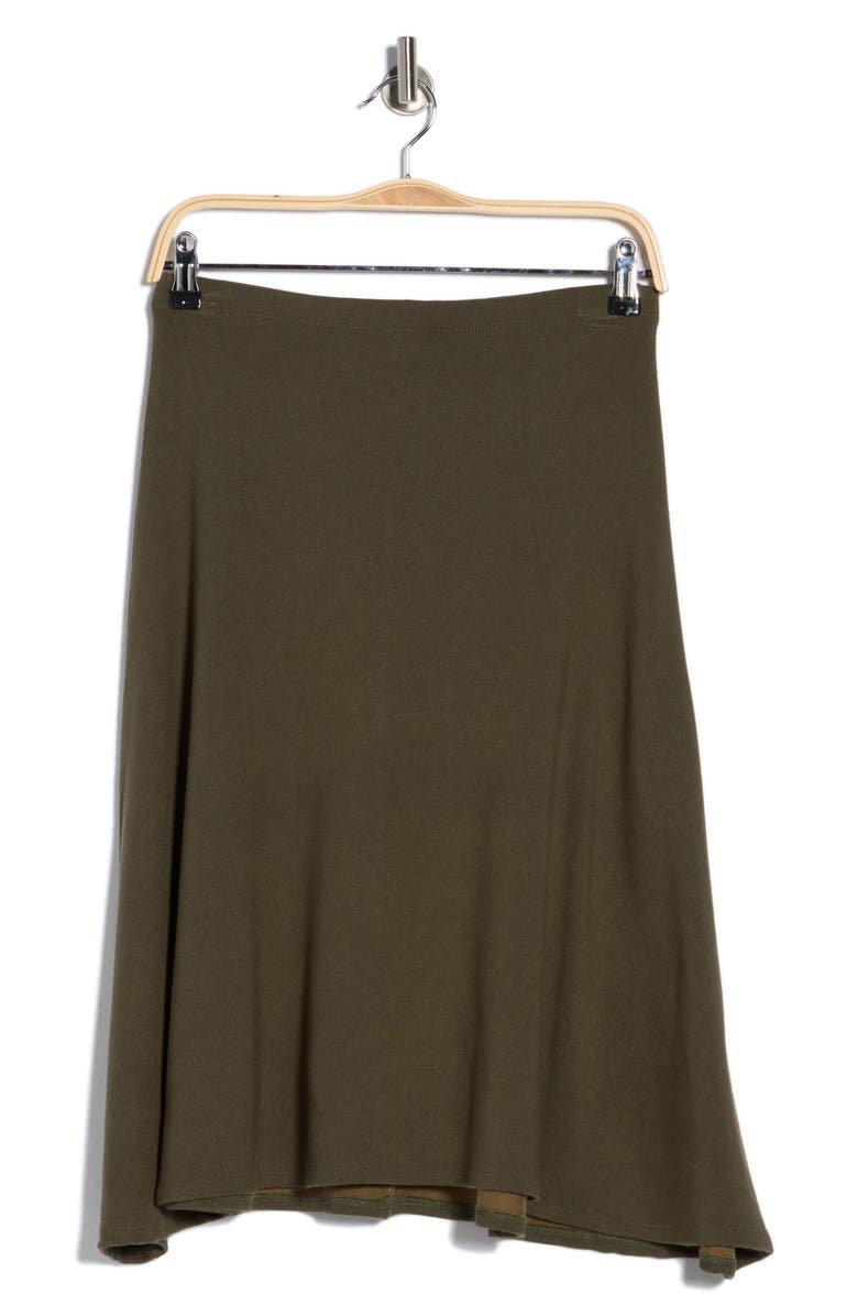 GO COUTURE Flared Pull-On Midi Skirt, Main, color, Moss