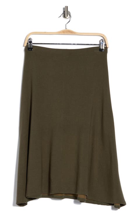 Flared Pull-On Midi Skirt