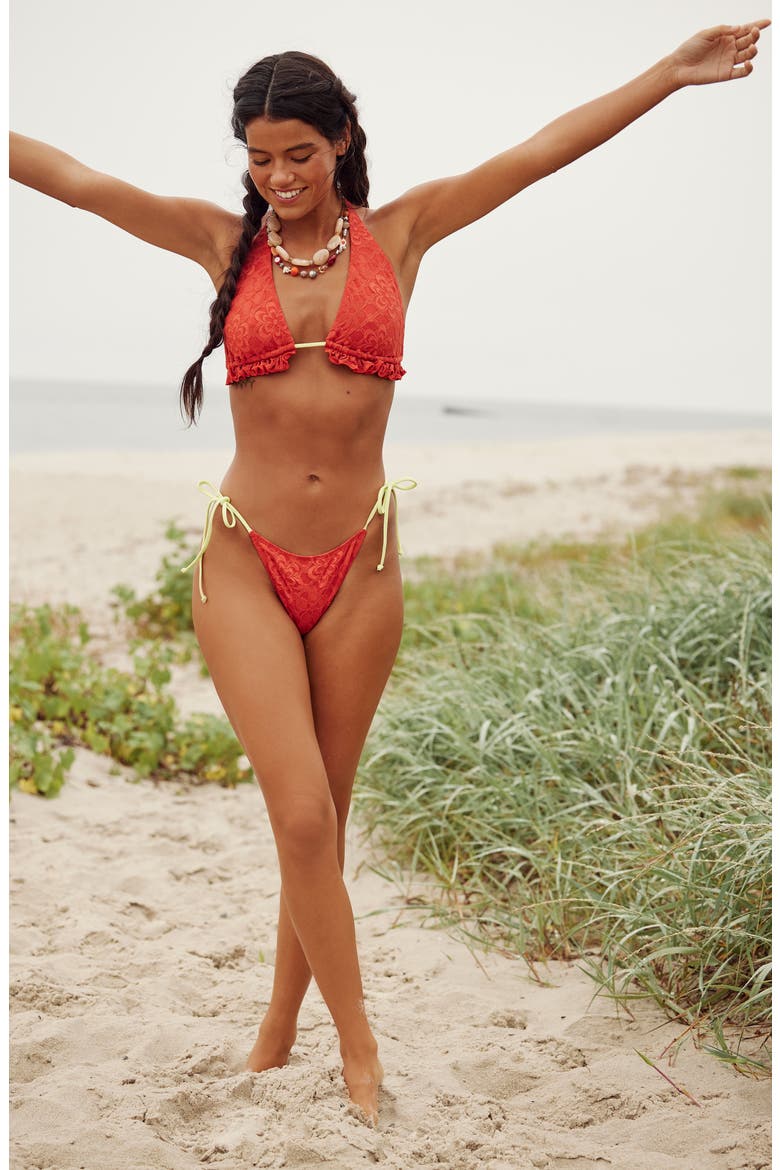 Mika Side Tie Bikini Bottoms, Alternate, color, PAPRIKA