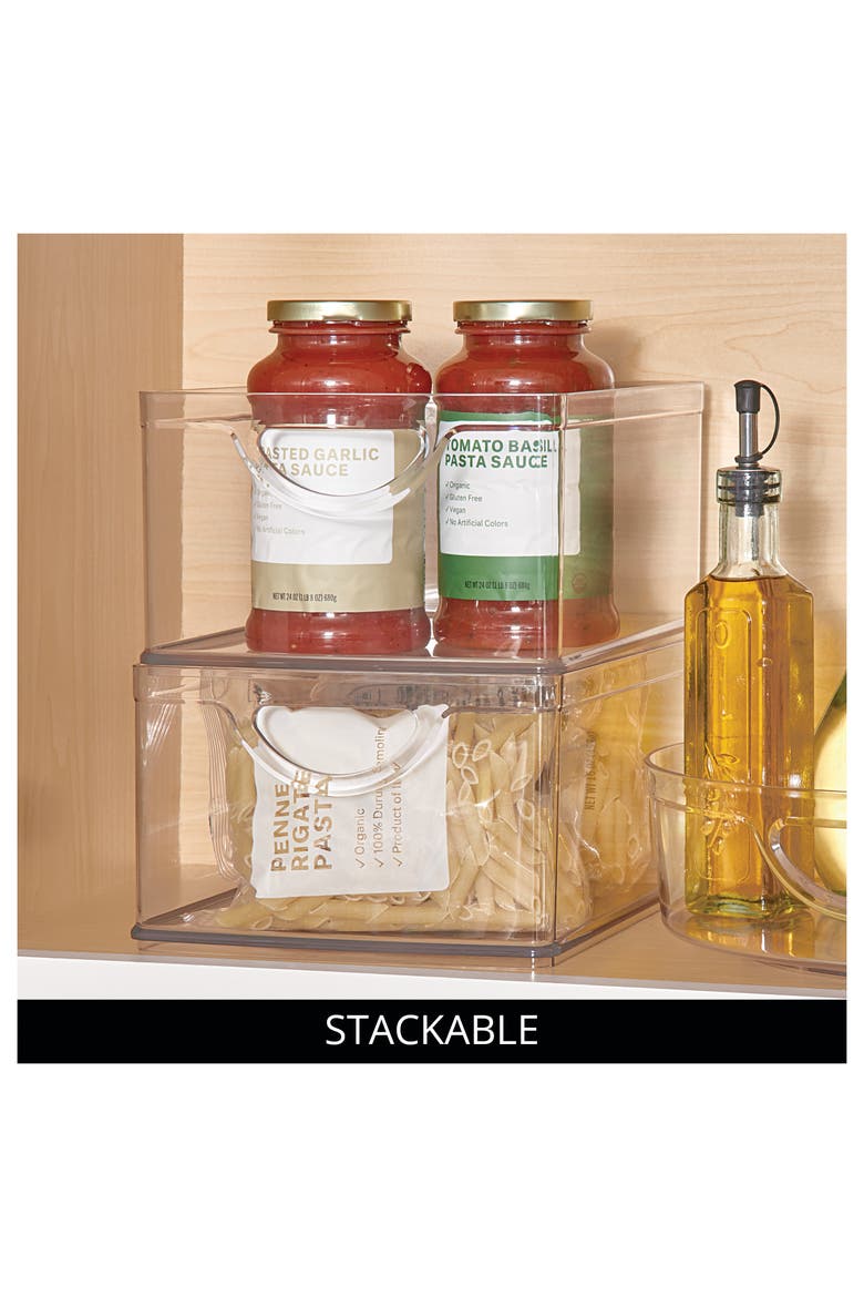 Pantry Organizer Bins with Handles - Storage Bins for Cabinets or Fridge - Set of 4 - Clear, Alternate, color, Clear