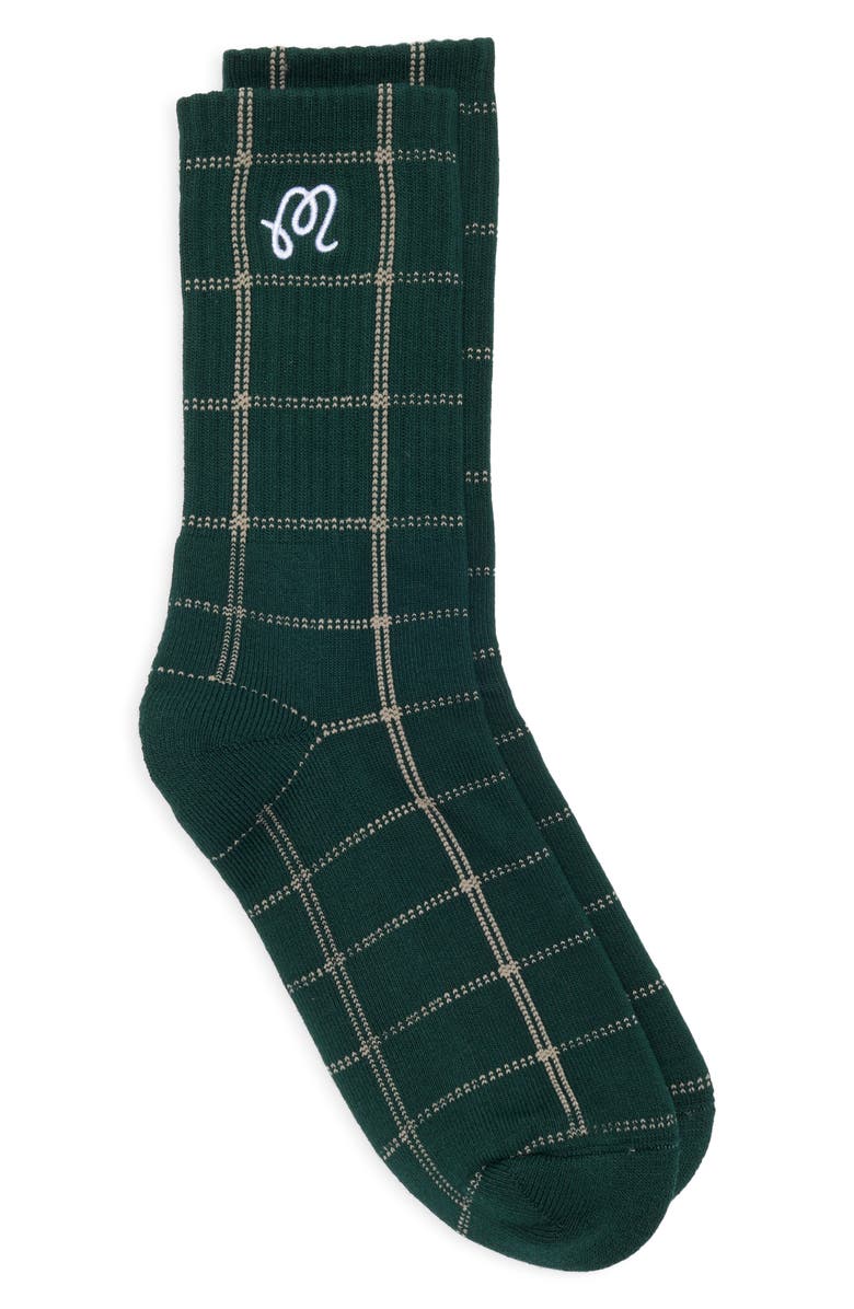 Malbon Golf Holden Crew Socks, Main, color, Hunter Green