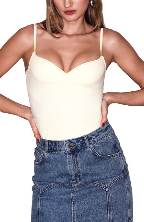 Scooped Neck Built-In Bra Cami
