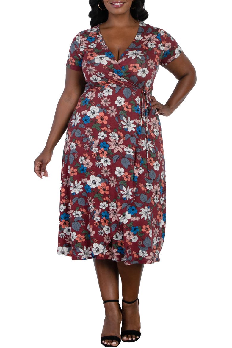 Farrah Wrap Dress, Main, color, WINE FLORAL PRINT