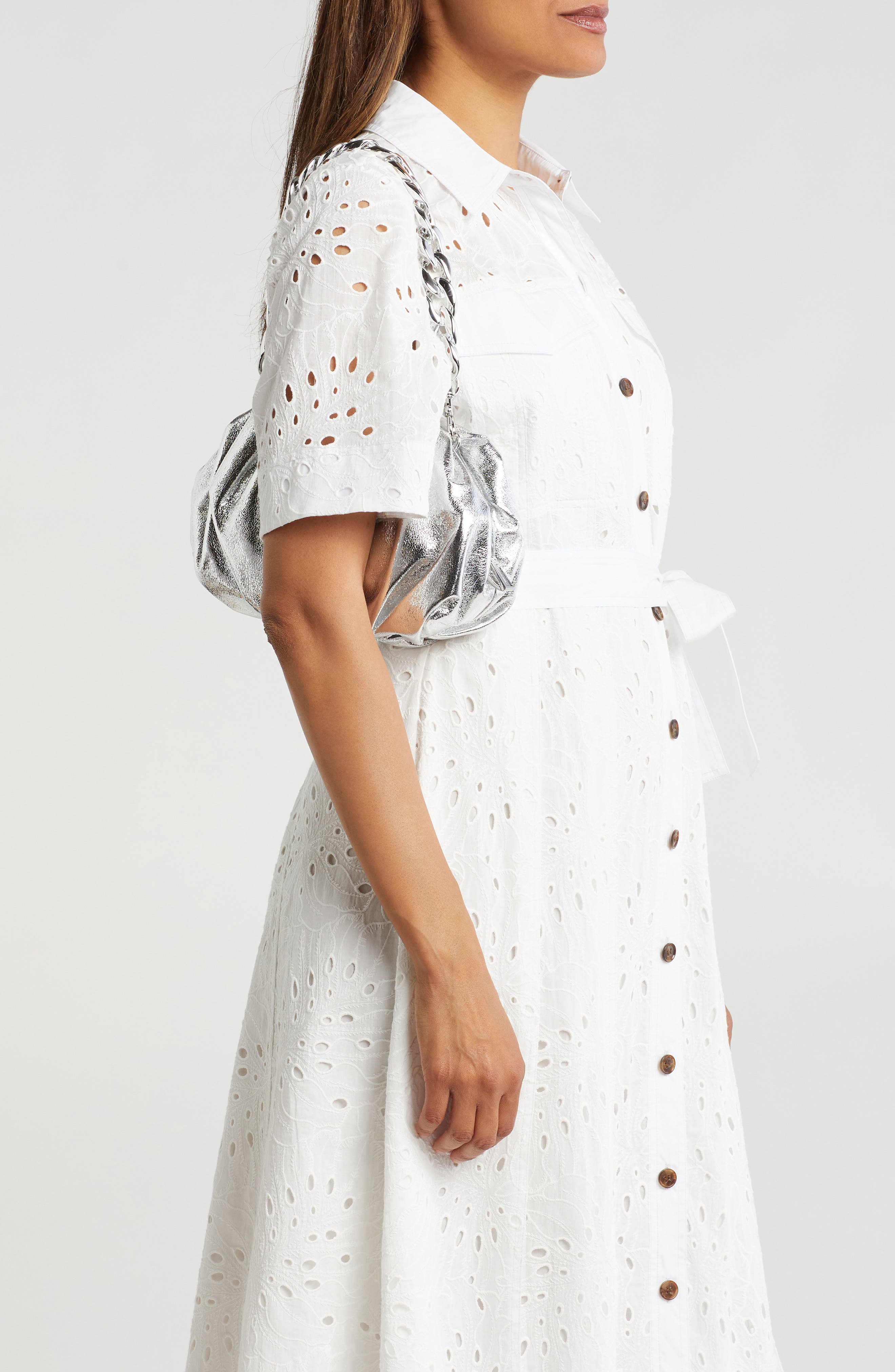 Rebecca Minkoff Resin Chain Strap Ruched Clutch, Alternate, color, 