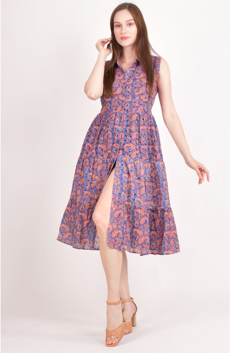 RAAS Irina Embroidered Tiered Midi Dress, Main, color, Purple