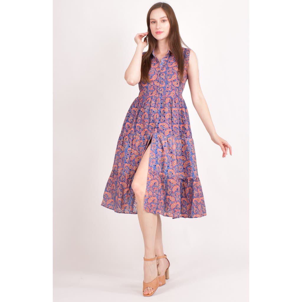 RAAS Irina Embroidered Tiered Midi Dress in Purple at Nordstrom, Size Small