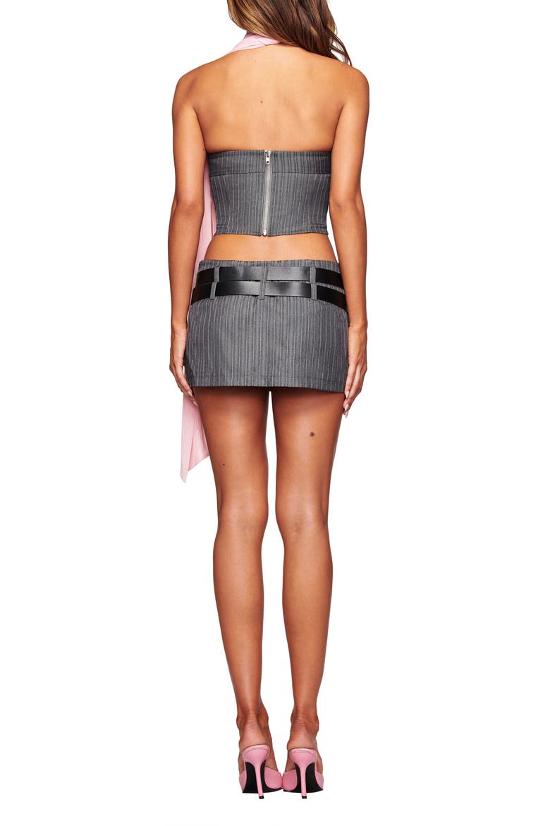 Devon Pinstripe Miniskirt, Alternate, color, GREY PINSTRIPE