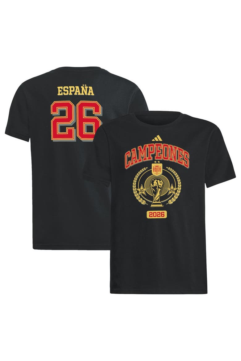 Youth adidas Black Spain National Team 2026 FIFA World Cup Champions Trophy T-Shirt, Main, color, Black