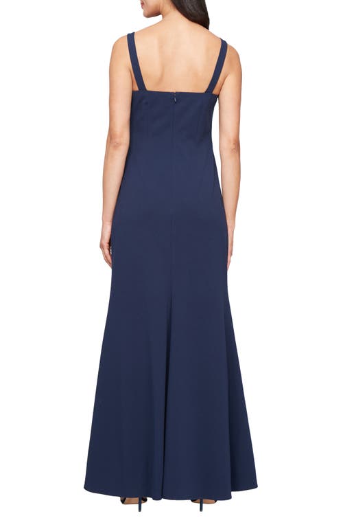 Alex Evenings Stretch Crepe Gown With Bolero Jacket In Navy