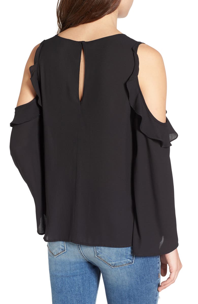 All in Favor Cold Shoulder Ruffle Top, Alternate, color,