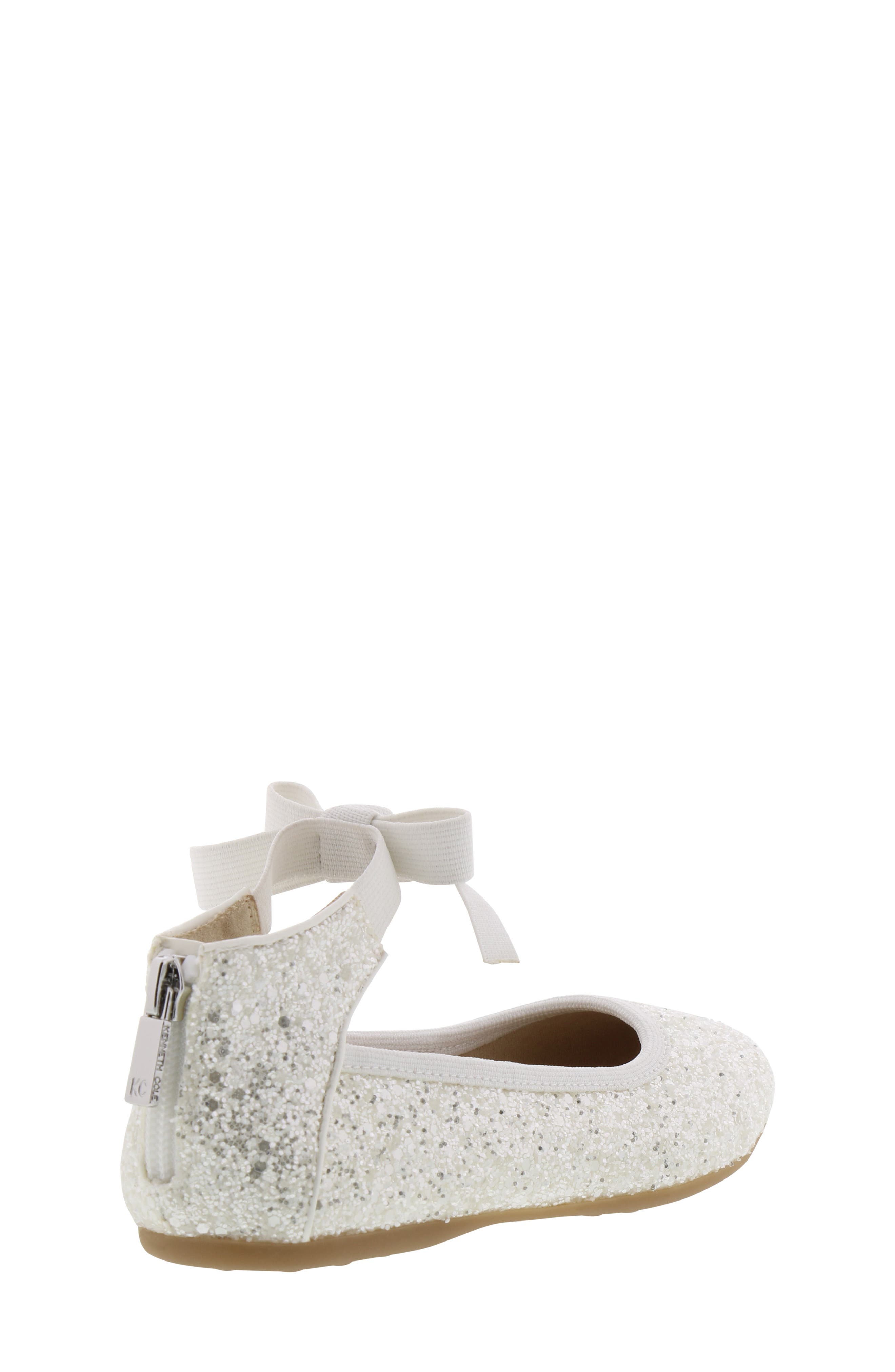 Rose Bow Ballet Flat, Alternate, color, WHITE SUGAR GLITTER