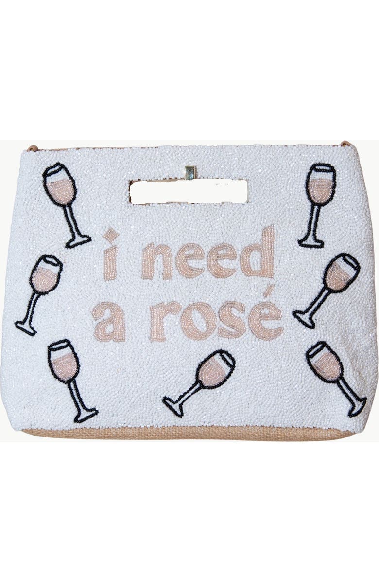 Island to East Side I Need a Rosé Handle Pouch, Main, color, White