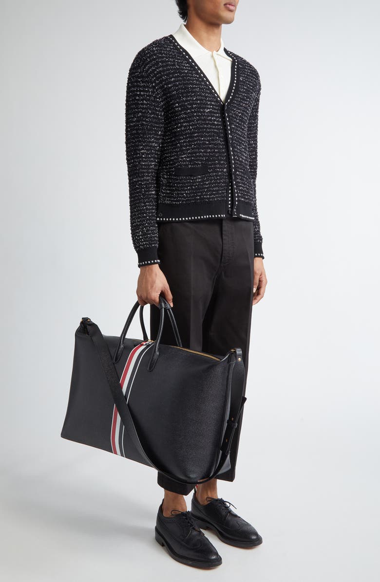 Thom Browne Eyelash Tweed Jacquard Knit Cardigan, Alternate, color, 