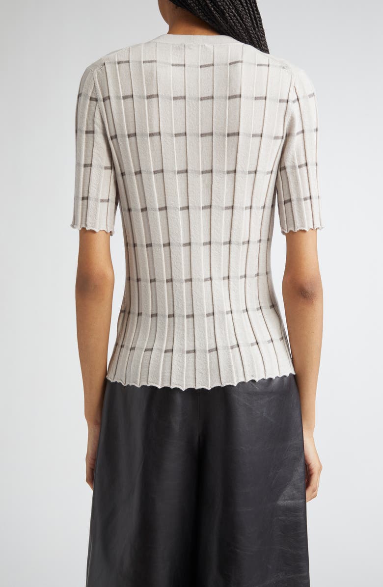 Lafayette 148 New York Plaited Stripe Cashmere Rib Cardigan, Alternate, color, Pearl Multi