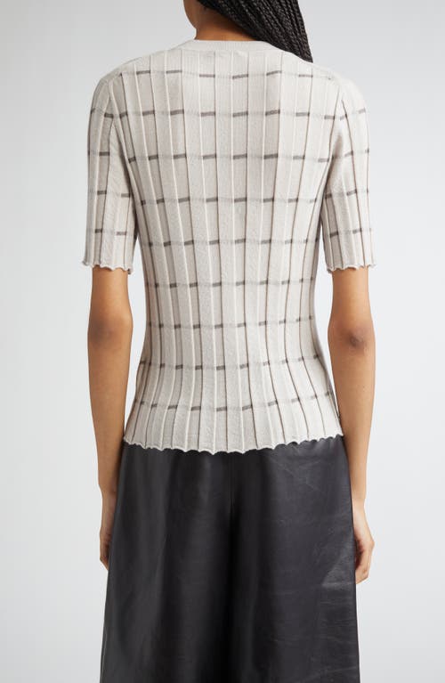 Lafayette 148 Cashmere Striped Fitted Short Sleeve Cardigan In Purple