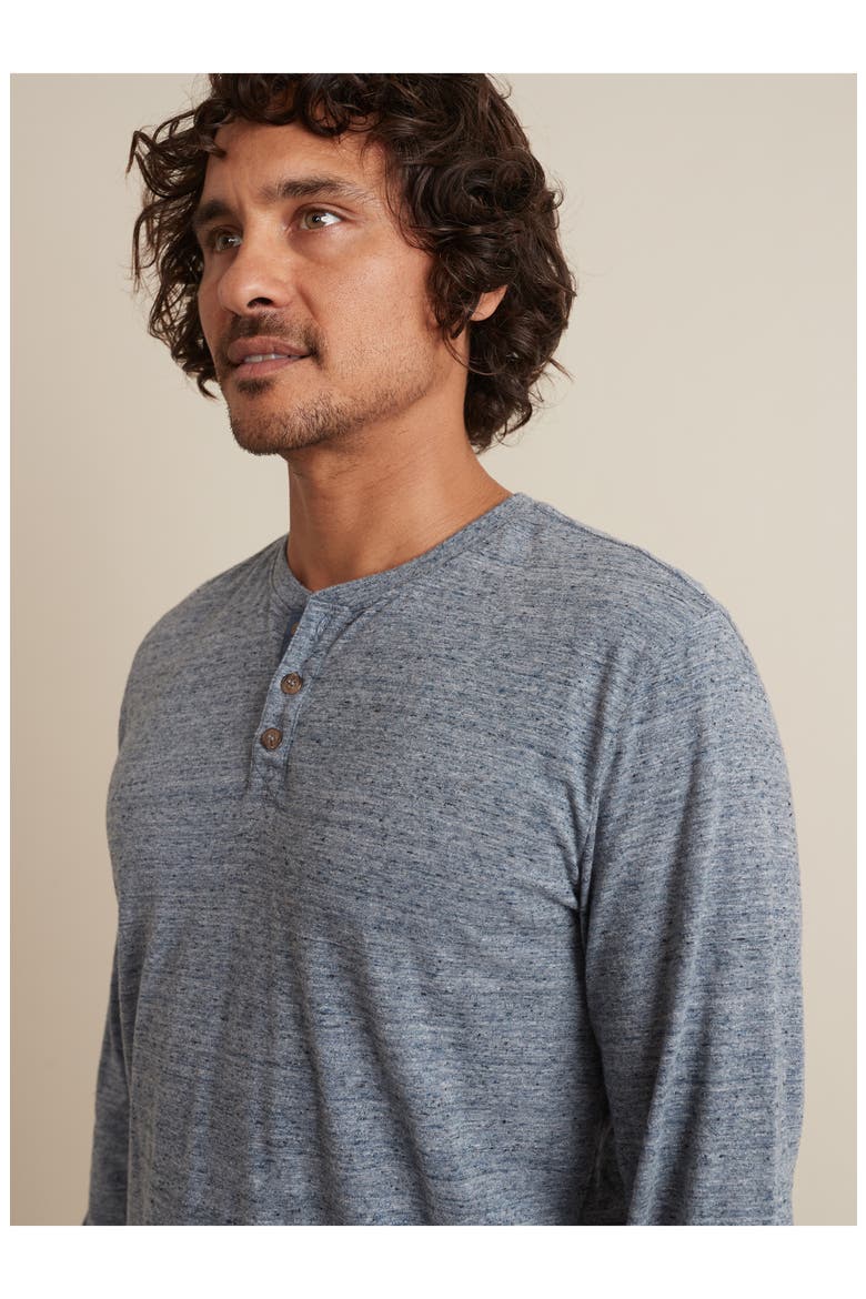 Cotton Blend Long Sleeve Henley, Alternate, color, DENIM HEATHER NEPS CORE