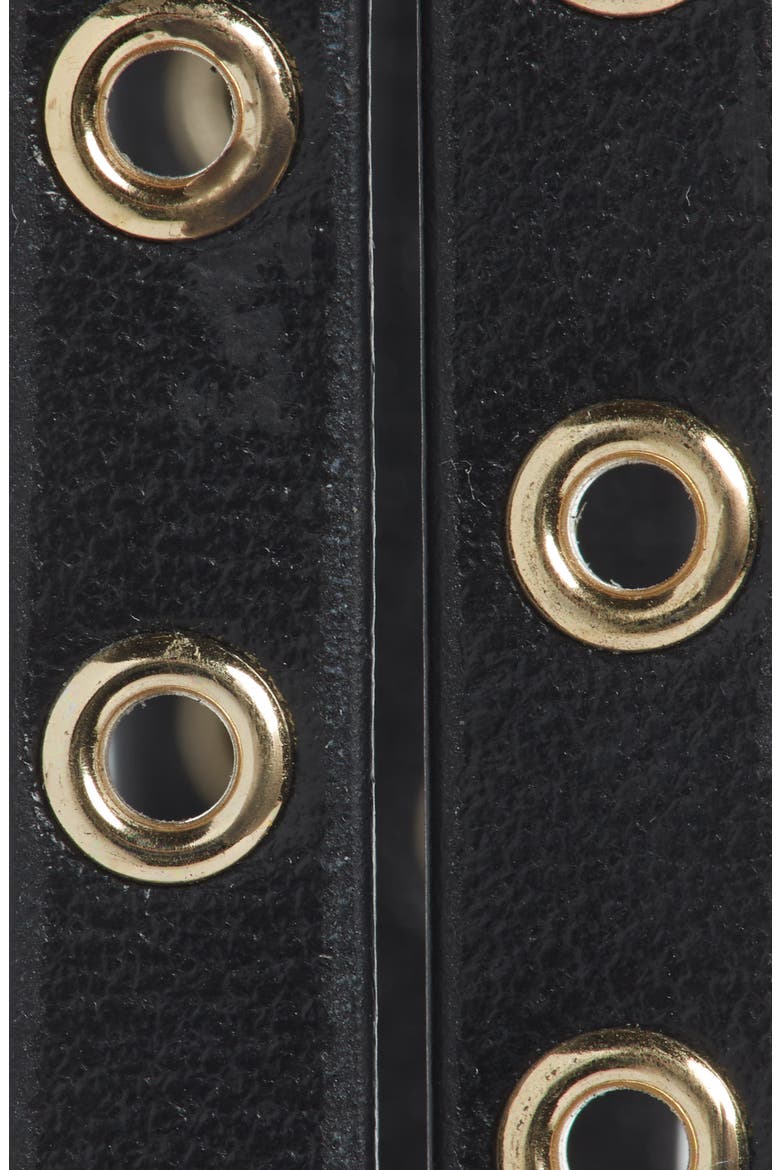 Mini Grommet Skinny Leather Wrap Belt, Alternate, color, NOIR